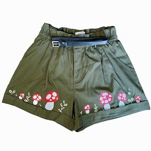 Embroidered Mushroom Shorts
